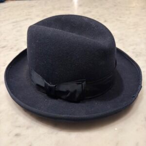 Bruno Capelo Godfather Collection Fedora Hat Navy Blue Wool Size L